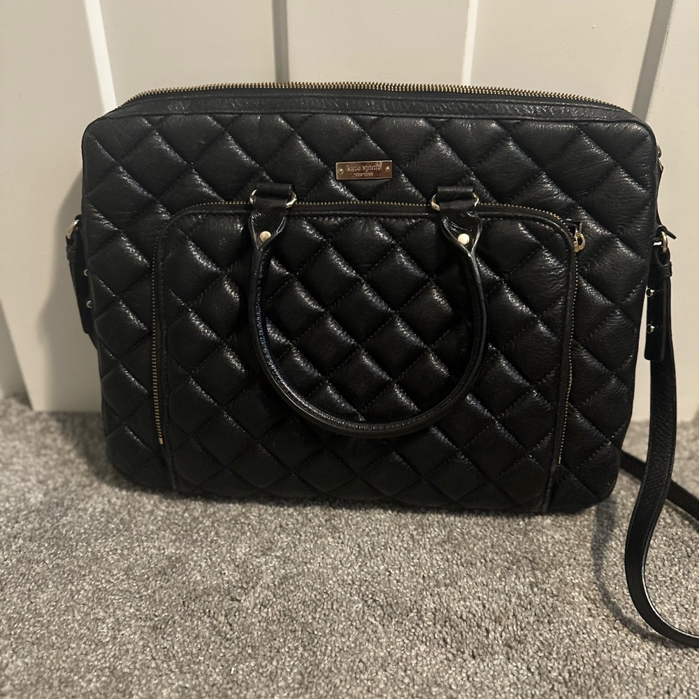 Kate Spade Black Quilted Laptop Bag with Flap Closure